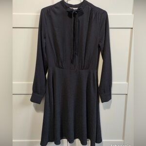 H&M Navy Long Sleeve Tie-Neck Polka Dot Dress